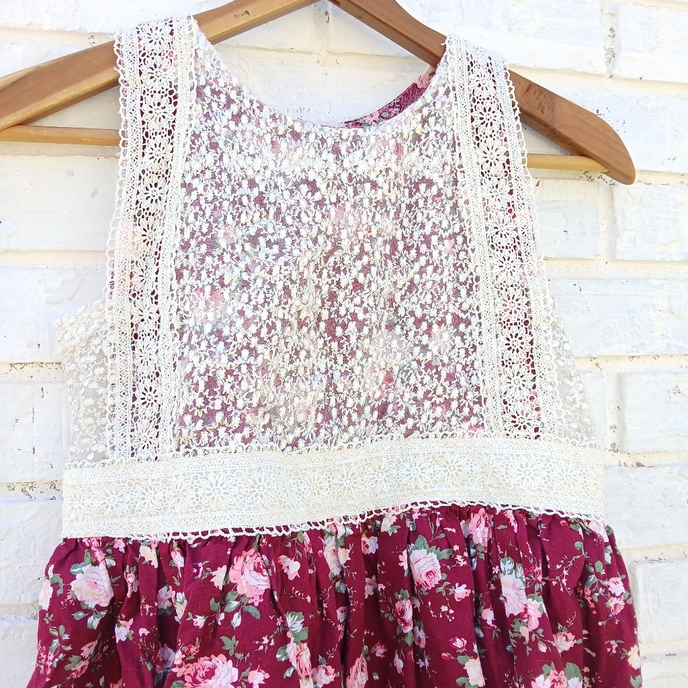 Trish Scully Floral Cottage Core Dress Hi-Low Size 10 - Picture 3 of 8